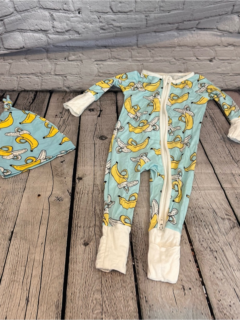 Little Sleepies Banana Pattern Bamboo Zippie and Hat